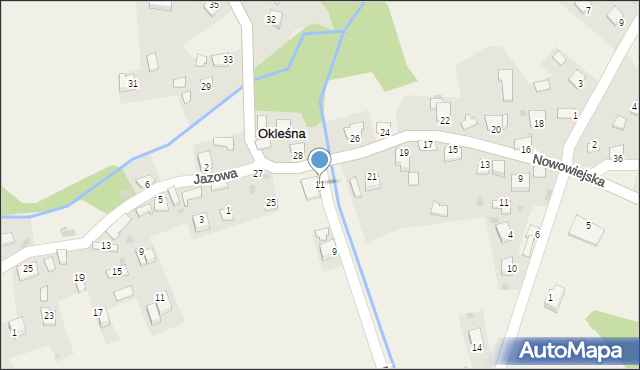 Okleśna, Nadbrzeżna, 11, mapa Okleśna