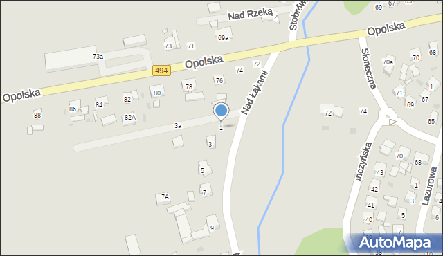 Olesno, Nad Łąkami, 1, mapa Olesno