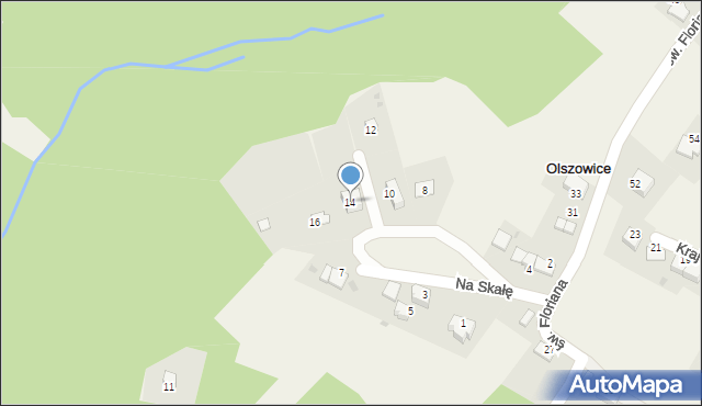 Olszowice, Na Skałę, 14, mapa Olszowice