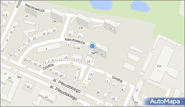 Olsztyn, Narutowicza Gabriela, 23e, mapa Olsztyna