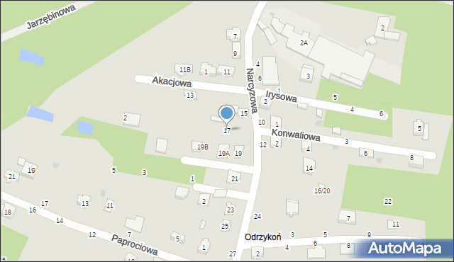 Olsztyn, Narcyzowa, 17, mapa Olsztyna