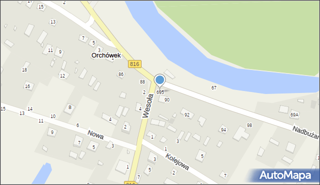Orchówek, Nadbużańska, 695, mapa Orchówek