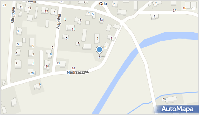 Orle, Nadrzeczna, 6, mapa Orle