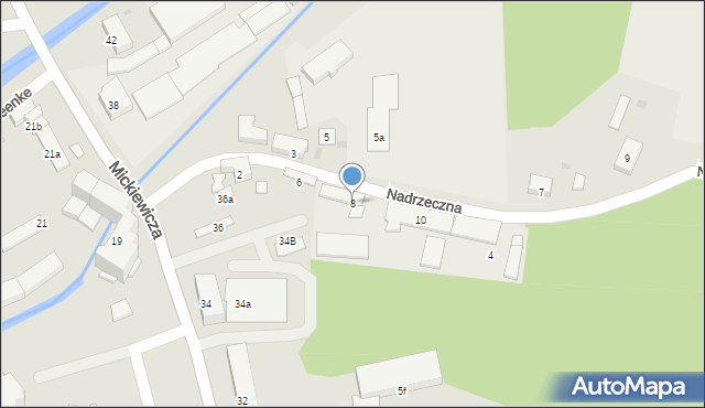 Ostróda, Nadrzeczna, 8, mapa Ostróda