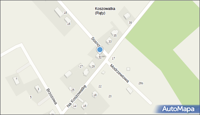 Ostrzyce, Na Koszowatkę, 31, mapa Ostrzyce