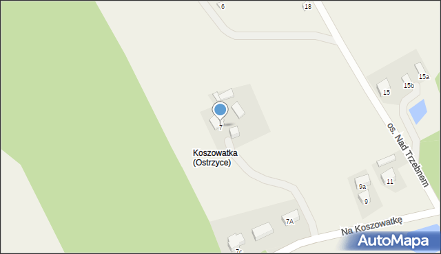 Ostrzyce, Na Koszowatkę, 7, mapa Ostrzyce