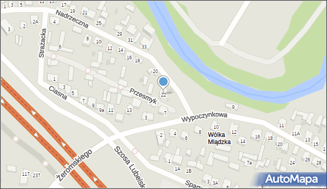 Otwock, Nadrzeczna, 22, mapa Otwock