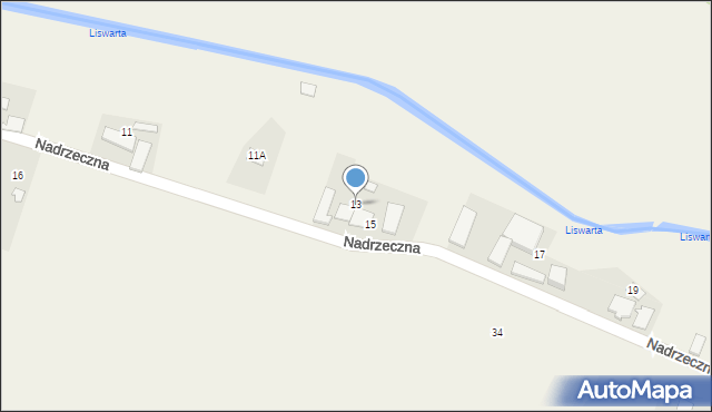 Panoszów, Nadrzeczna, 13, mapa Panoszów