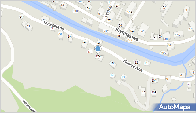 Piechowice, Nadrzeczna, 17A, mapa Piechowice