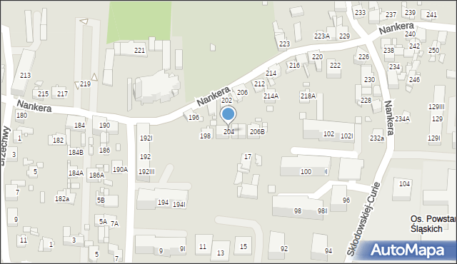Piekary Śląskie, Nankera, bp., 204, mapa Piekary Śląskie