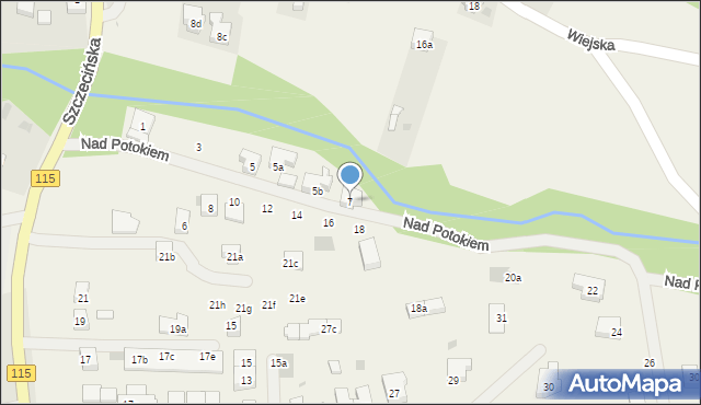 Pilchowo, Nad Potokiem, 7, mapa Pilchowo