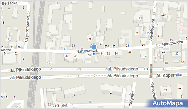 Piotrków Trybunalski, Narutowicza Gabriela, 36, mapa Piotrków Trybunalski