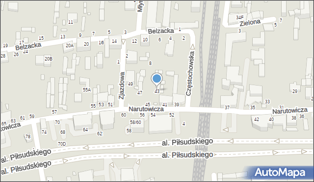 Piotrków Trybunalski, Narutowicza Gabriela, 43, mapa Piotrków Trybunalski