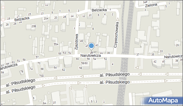 Piotrków Trybunalski, Narutowicza Gabriela, 45, mapa Piotrków Trybunalski