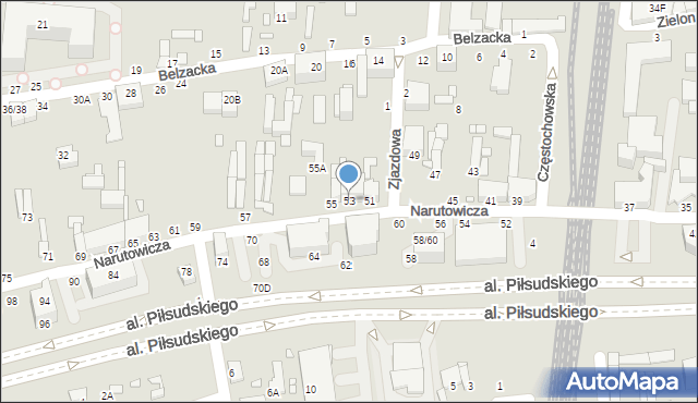 Piotrków Trybunalski, Narutowicza Gabriela, 53, mapa Piotrków Trybunalski