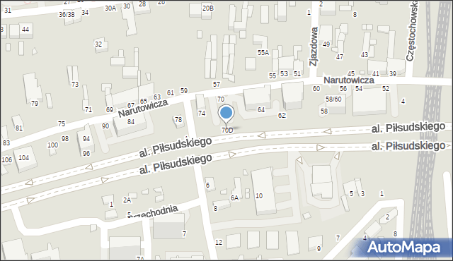 Piotrków Trybunalski, Narutowicza Gabriela, 70D, mapa Piotrków Trybunalski