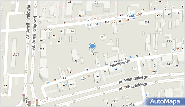 Piotrków Trybunalski, Narutowicza Gabriela, 73, mapa Piotrków Trybunalski