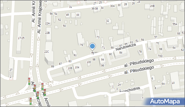 Piotrków Trybunalski, Narutowicza Gabriela, 75, mapa Piotrków Trybunalski