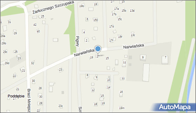 Poddębie, Narwiańska, 17, mapa Poddębie