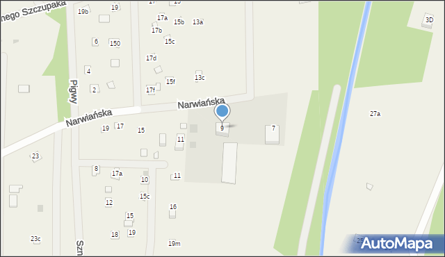 Poddębie, Narwiańska, 9, mapa Poddębie