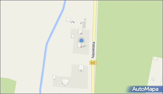 Poddębie, Nasielska, 13, mapa Poddębie