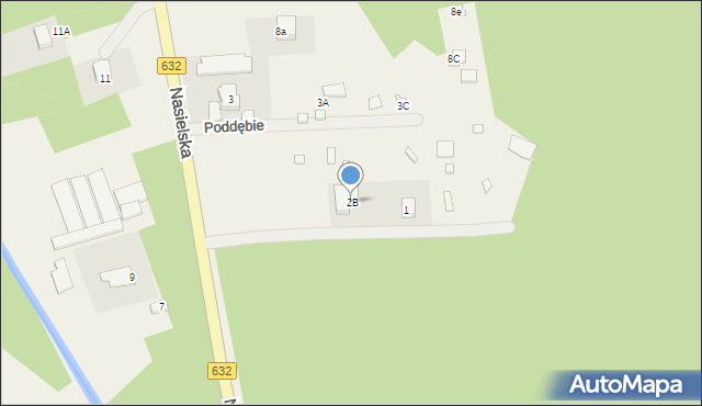 Poddębie, Nasielska, 2B, mapa Poddębie