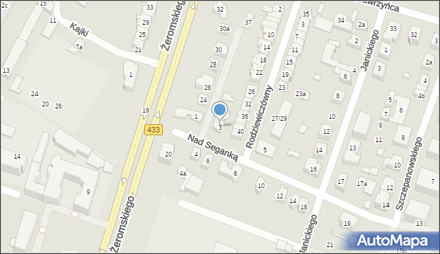 Poznań, Nad Seganką, 3, mapa Poznania