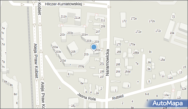 Poznań, Naramowicka, 203j, mapa Poznania