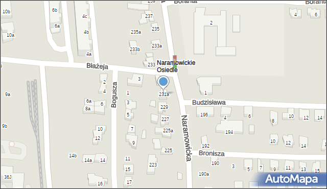 Poznań, Naramowicka, 231a, mapa Poznania