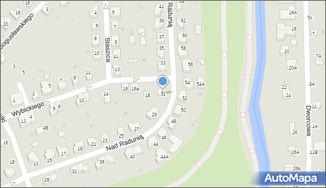 Pruszcz Gdański, Nad Radunią, 31, mapa Pruszcz Gdański