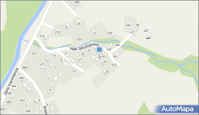 Przyborów, Nad Strumykiem, 24, mapa Przyborów