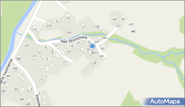 Przyborów, Nad Strumykiem, 26, mapa Przyborów