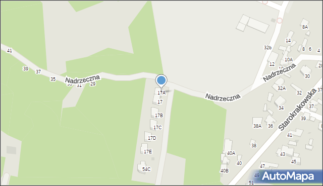 Radom, Nadrzeczna, 17A, mapa Radomia