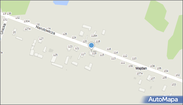 Rejowiec Fabryczny, Narutowicza Gabriela, 119A, mapa Rejowiec Fabryczny