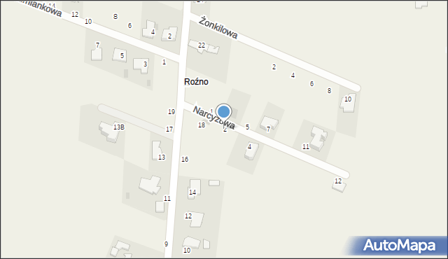 Rożno-Parcele, Narcyzowa, 2, mapa Rożno-Parcele