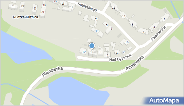 Ruda Śląska, Nad Bytomką, 10, mapa Rudy Śląskiej