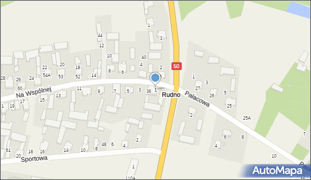 Rudno, Na Wspólnej, 1, mapa Rudno