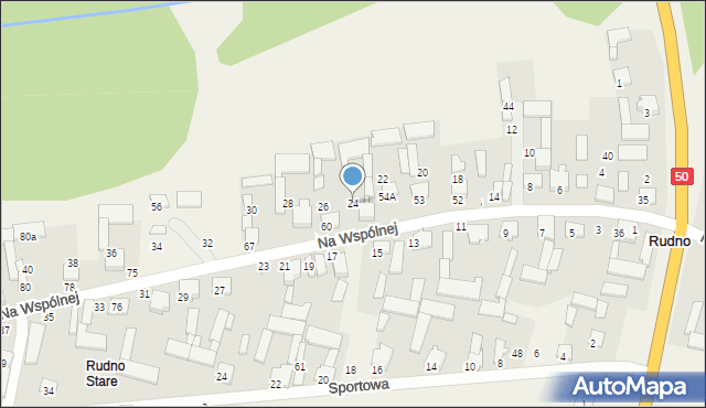 Rudno, Na Wspólnej, 24, mapa Rudno