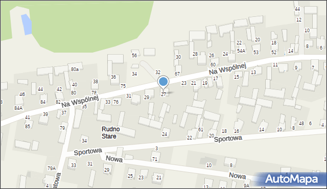 Rudno, Na Wspólnej, 27, mapa Rudno