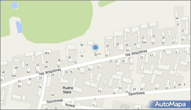 Rudno, Na Wspólnej, 32, mapa Rudno