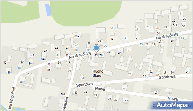 Rudno, Na Wspólnej, 33, mapa Rudno