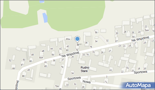 Rudno, Na Wspólnej, 38, mapa Rudno