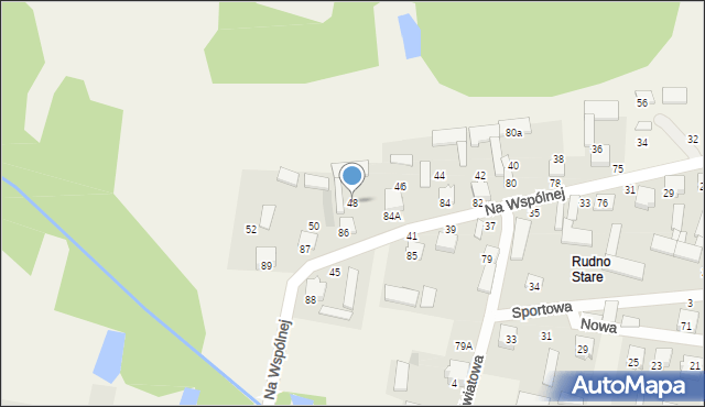 Rudno, Na Wspólnej, 48, mapa Rudno