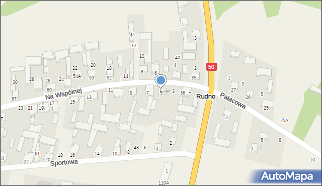 Rudno, Na Wspólnej, 5, mapa Rudno