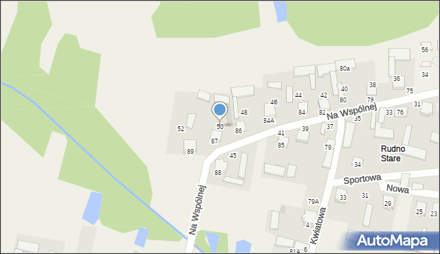 Rudno, Na Wspólnej, 50, mapa Rudno