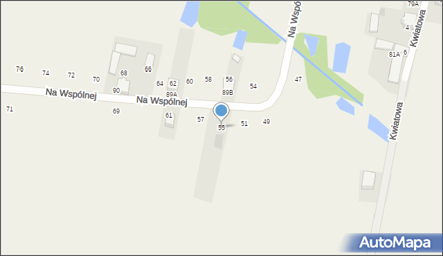 Rudno, Na Wspólnej, 55, mapa Rudno