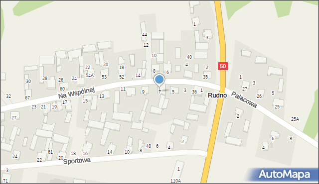 Rudno, Na Wspólnej, 7, mapa Rudno