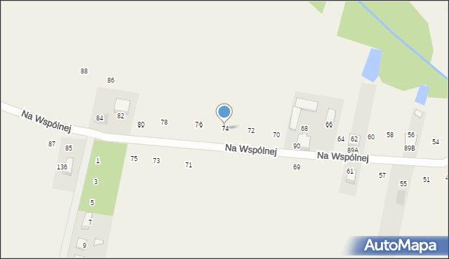 Rudno, Na Wspólnej, 74, mapa Rudno