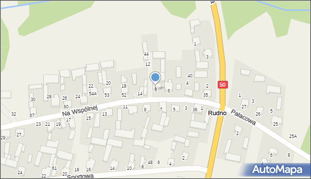 Rudno, Na Wspólnej, 8, mapa Rudno