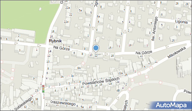 Rybnik, Na Górze, 12, mapa Rybnika